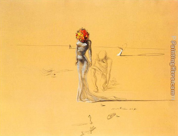 Salvador Dali Female Figure with Head of Flowers